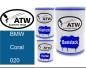 Preview: BMW, Coral, 020: 500ml Lackdose + 500ml Klarlack + 250ml Härter - Set, von ATW Autoteile West.