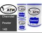 Preview: Chevrolet, Pewter, 14B: 500ml Lackdose + 500ml Klarlack + 250ml Härter - Set, von ATW Autoteile West.