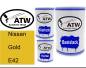 Preview: Nissan, Gold, E42: 500ml Lackdose + 500ml Klarlack + 250ml Härter - Set, von ATW Autoteile West.