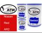 Preview: Nissan, Red, AR2: 500ml Lackdose + 500ml Klarlack + 250ml Härter - Set, von ATW Autoteile West.