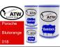 Preview: Porsche, Blutorange, 018: 500ml Lackdose + 500ml Klarlack + 250ml Härter - Set, von ATW Autoteile West.