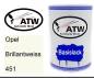 Preview: Opel, Brillantweiss, 451: 500ml Lackdose, von ATW Autoteile West.