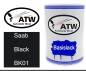 Preview: Saab, Black, BK01: 500ml Lackdose, von ATW Autoteile West.