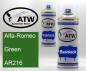 Preview: Alfa-Romeo, Green, AR216: 400ml Sprühdose + 400ml Klarlack - Set, von ATW Autoteile West.