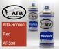 Preview: Alfa-Romeo, Red, AR530: 400ml Sprühdose + 400ml Klarlack - Set, von ATW Autoteile West.