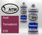 Preview: Audi, Tornadorot, 018: 400ml Sprühdose + 400ml Klarlack - Set, von ATW Autoteile West.
