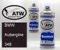 Preview: BMW, Aubergine, 348: 400ml Sprühdose + 400ml Klarlack - Set, von ATW Autoteile West.