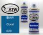 Preview: BMW, Coral, 020: 400ml Sprühdose + 400ml Klarlack - Set, von ATW Autoteile West.