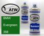 Preview: BMW, Evergreen, 358: 400ml Sprühdose + 400ml Klarlack - Set, von ATW Autoteile West.