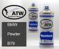 Preview: BMW, Pewter, B79: 400ml Sprühdose + 400ml Klarlack - Set, von ATW Autoteile West.