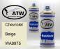 Preview: Chevrolet, Beige, WA9975: 400ml Sprühdose + 400ml Klarlack - Set, von ATW Autoteile West.