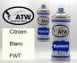 Preview: Citroen, Blanc, FWT: 400ml Sprühdose + 400ml Klarlack - Set, von ATW Autoteile West.