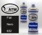 Preview: Fiat, Nero, 632: 400ml Sprühdose + 400ml Klarlack - Set, von ATW Autoteile West.