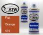 Preview: Fiat, Orange, 572: 400ml Sprühdose + 400ml Klarlack - Set, von ATW Autoteile West.