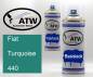 Preview: Fiat, Turquoise, 440: 400ml Sprühdose + 400ml Klarlack - Set, von ATW Autoteile West.