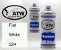 Preview: Fiat, White, 224: 400ml Sprühdose + 400ml Klarlack - Set, von ATW Autoteile West.