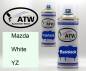 Preview: Mazda, White, YZ: 400ml Sprühdose + 400ml Klarlack - Set, von ATW Autoteile West.
