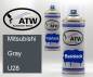Preview: Mitsubishi, Gray, U28: 400ml Sprühdose + 400ml Klarlack - Set, von ATW Autoteile West.