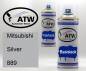 Preview: Mitsubishi, Silver, 889: 400ml Sprühdose + 400ml Klarlack - Set, von ATW Autoteile West.