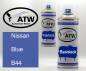 Preview: Nissan, Blue, B44: 400ml Sprühdose + 400ml Klarlack - Set, von ATW Autoteile West.