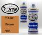 Preview: Nissan, Brown, 906: 400ml Sprühdose + 400ml Klarlack - Set, von ATW Autoteile West.