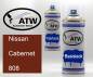 Preview: Nissan, Cabernet, 808: 400ml Sprühdose + 400ml Klarlack - Set, von ATW Autoteile West.