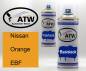 Preview: Nissan, Orange, EBF: 400ml Sprühdose + 400ml Klarlack - Set, von ATW Autoteile West.