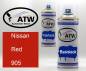 Preview: Nissan, Red, 905: 400ml Sprühdose + 400ml Klarlack - Set, von ATW Autoteile West.