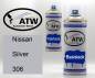 Preview: Nissan, Silver, 306: 400ml Sprühdose + 400ml Klarlack - Set, von ATW Autoteile West.