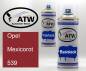 Preview: Opel, Mexicorot, 539: 400ml Sprühdose + 400ml Klarlack - Set, von ATW Autoteile West.