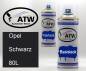 Preview: Opel, Schwarz, 80L: 400ml Sprühdose + 400ml Klarlack - Set, von ATW Autoteile West.