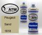 Preview: Peugeot, Sand, 1618: 400ml Sprühdose + 400ml Klarlack - Set, von ATW Autoteile West.