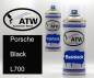 Preview: Porsche, Black, L700: 400ml Sprühdose + 400ml Klarlack - Set, von ATW Autoteile West.