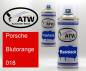 Preview: Porsche, Blutorange, 018: 400ml Sprühdose + 400ml Klarlack - Set, von ATW Autoteile West.