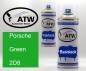 Preview: Porsche, Green, 2D8: 400ml Sprühdose + 400ml Klarlack - Set, von ATW Autoteile West.