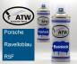Preview: Porsche, Ravelloblau, R5F: 400ml Sprühdose + 400ml Klarlack - Set, von ATW Autoteile West.