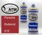 Preview: Porsche, Rubinrot, 015: 400ml Sprühdose + 400ml Klarlack - Set, von ATW Autoteile West.