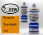 Preview: Porsche, Signalgelb, 114: 400ml Sprühdose + 400ml Klarlack - Set, von ATW Autoteile West.