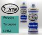 Preview: Porsche, Turquoise, L21M: 400ml Sprühdose + 400ml Klarlack - Set, von ATW Autoteile West.