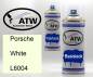 Preview: Porsche, White, L6004: 400ml Sprühdose + 400ml Klarlack - Set, von ATW Autoteile West.