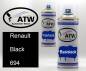 Preview: Renault, Black, 694: 400ml Sprühdose + 400ml Klarlack - Set, von ATW Autoteile West.