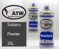 Preview: Subaru, Pewter, 25L: 400ml Sprühdose + 400ml Klarlack - Set, von ATW Autoteile West.