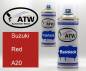 Preview: Suzuki, Red, A20: 400ml Sprühdose + 400ml Klarlack - Set, von ATW Autoteile West.