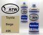 Preview: Toyota, Beige, 496: 400ml Sprühdose + 400ml Klarlack - Set, von ATW Autoteile West.