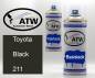 Preview: Toyota, Black, 211: 400ml Sprühdose + 400ml Klarlack - Set, von ATW Autoteile West.
