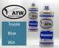 Preview: Toyota, Blue, 854: 400ml Sprühdose + 400ml Klarlack - Set, von ATW Autoteile West.