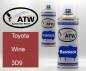 Preview: Toyota, Wine, 3D9: 400ml Sprühdose + 400ml Klarlack - Set, von ATW Autoteile West.
