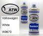 Preview: Volkswagen, White, W9670: 400ml Sprühdose + 400ml Klarlack - Set, von ATW Autoteile West.