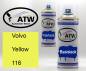 Preview: Volvo, Yellow, 116: 400ml Sprühdose + 400ml Klarlack - Set, von ATW Autoteile West.