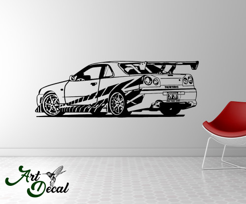 Wandtattoo  Fast & Furious Nissan Skyline R34